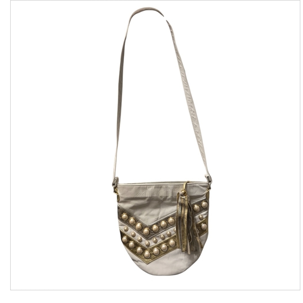 Vintage America Cream and Gold Crossbody Bag